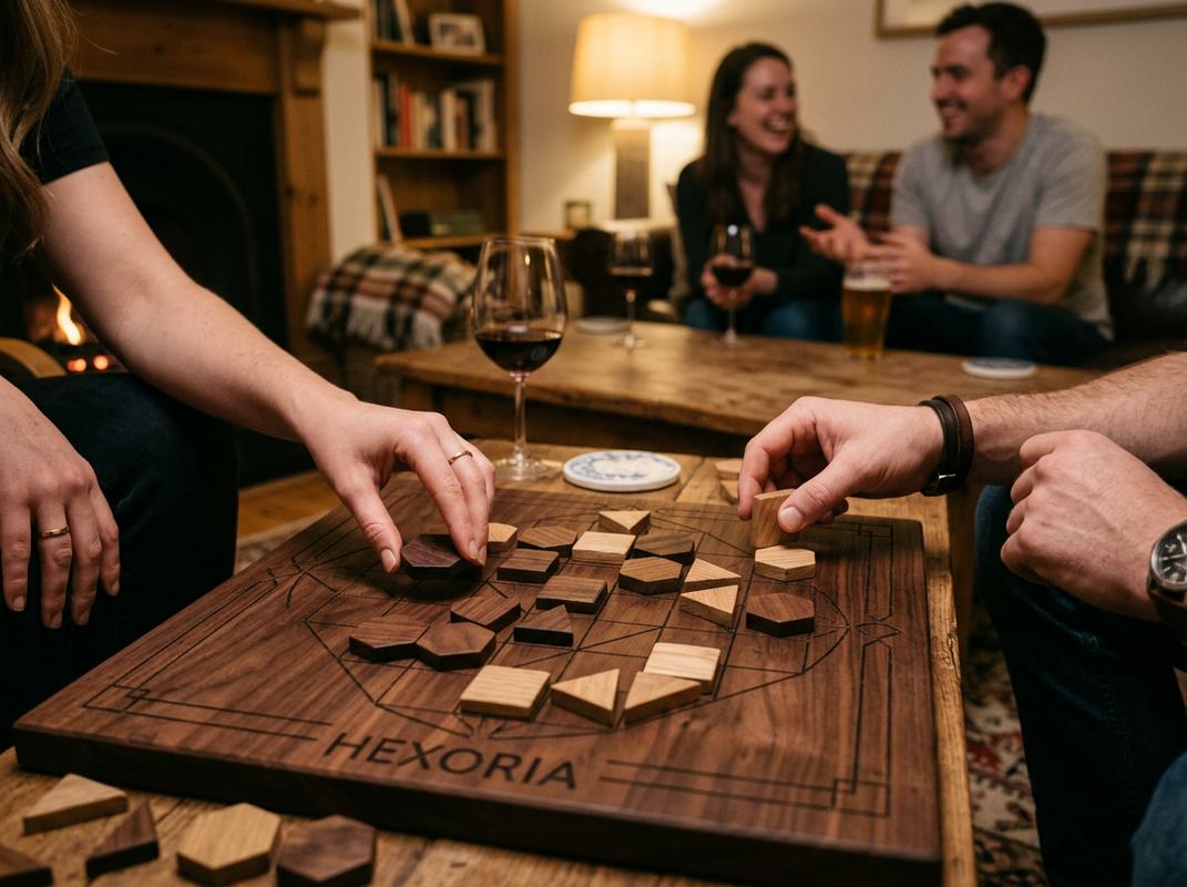 Des cartes de jeu Opla aux illustrations minimalistes d'animaux sont étalées sur une table de café à côté d'une boîte en carton écologique et d'une tasse.